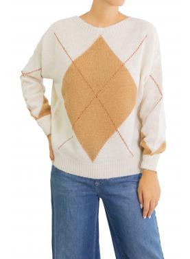 Maglione con rombi bicolore